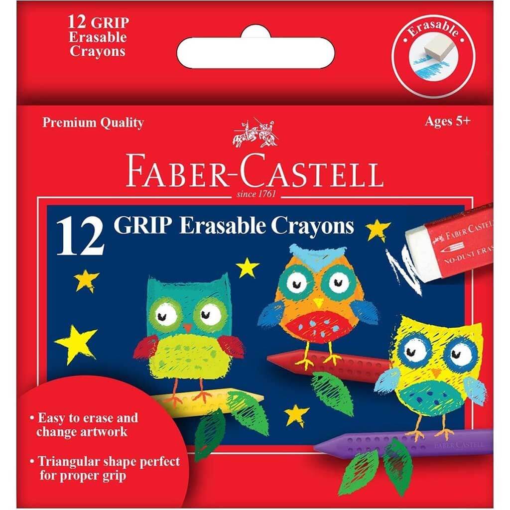 Faber Castell Grip Erasable Crayons Box Set of 12 Colors