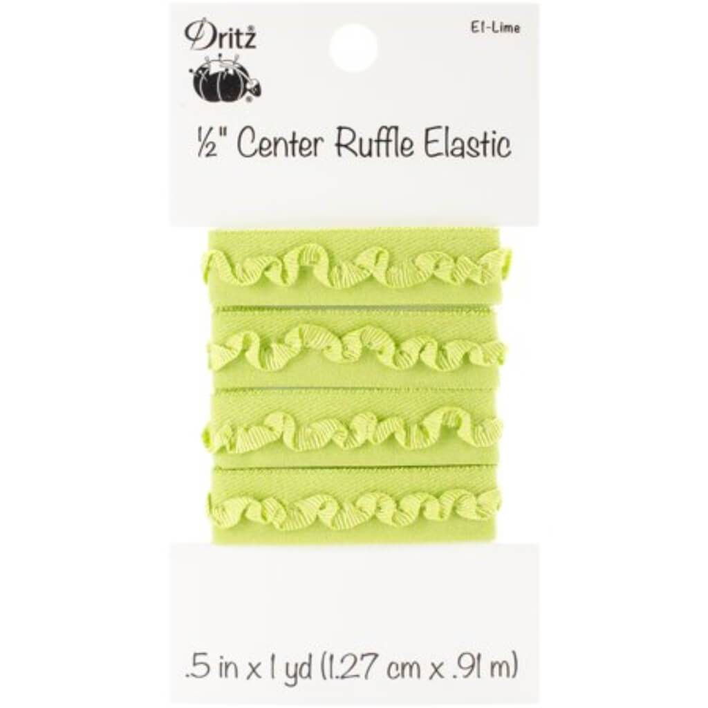 Dritz Center Ruffle Elastic 1/2in x 1yd Lime
