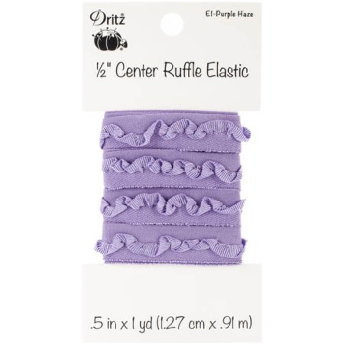 Dritz Center Ruffle Elastic 1/2in x 1yd Purple Haze