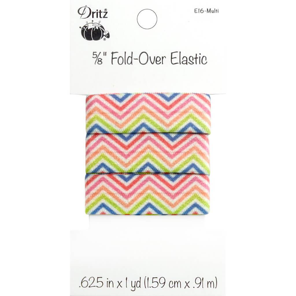 Dritz Fold-Over Elastic 5/8in x 1yd Chevron - Multi