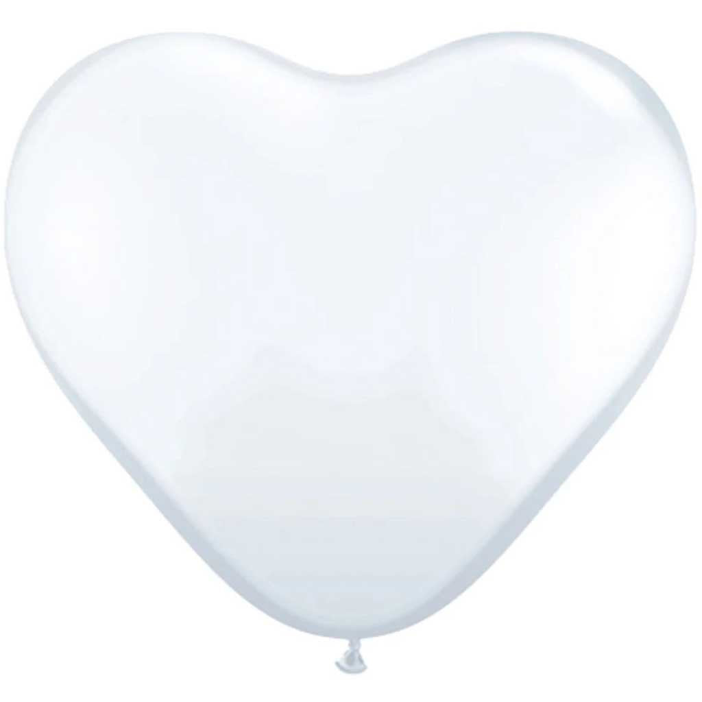 Heart Solid Color Latex Balloon 11in White 