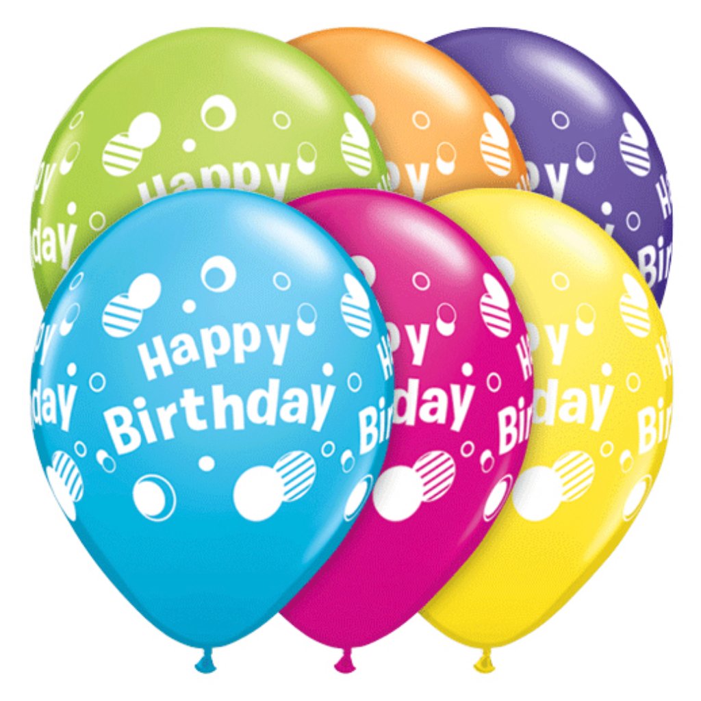 Happy Birthday Polka Dots Latex Balloon 11in 