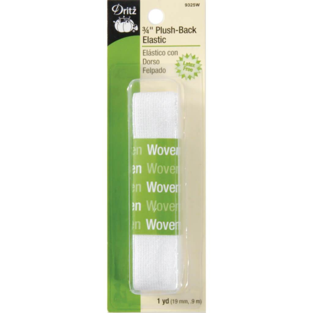 Dritz Plush-Back Latex-Free Woven Elastic 3/4in x 1yd White