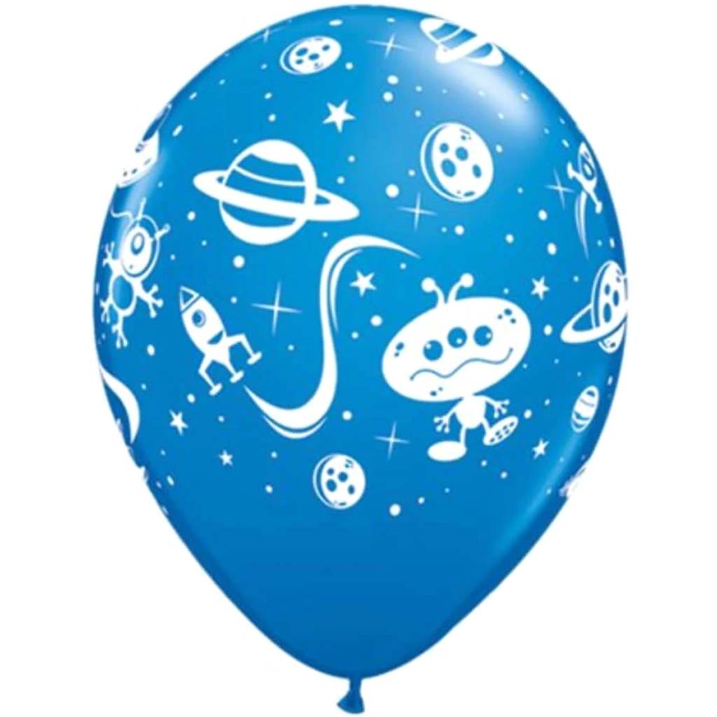 Aliens &amp; Spaceship Latex Balloon 11in