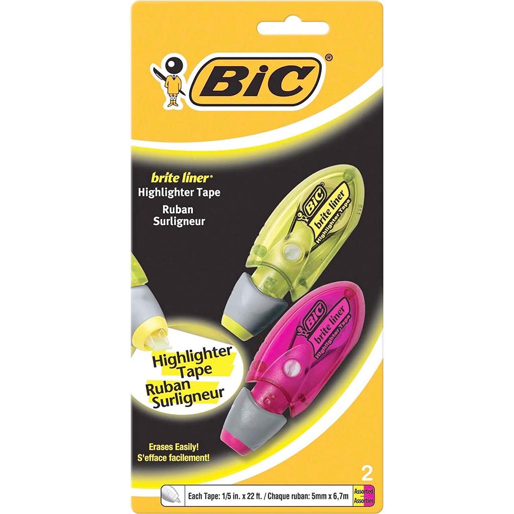 BIC BRITE LINER HIGHLIGHTER TAPE 2CT 