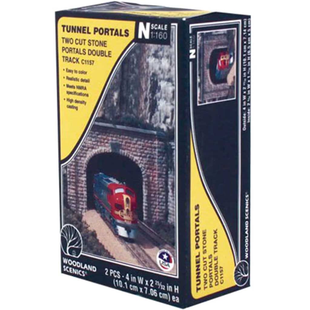 Tunnel Cut Stone Double Portal - N Scale 