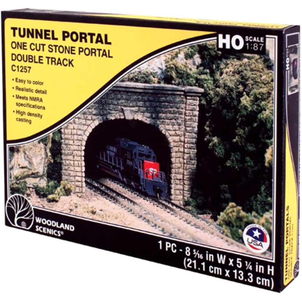 Tunnel Cut Stone Double Portal - HO Scale 