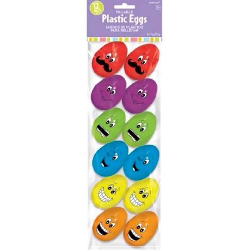 Fillable Eggs Funny Faces, 12ct