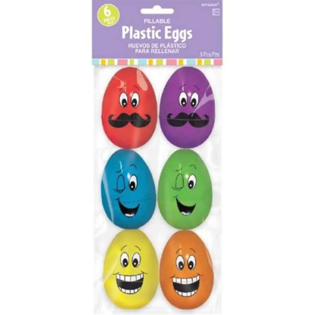 Fillable Eggs Funny Faces, 6ct