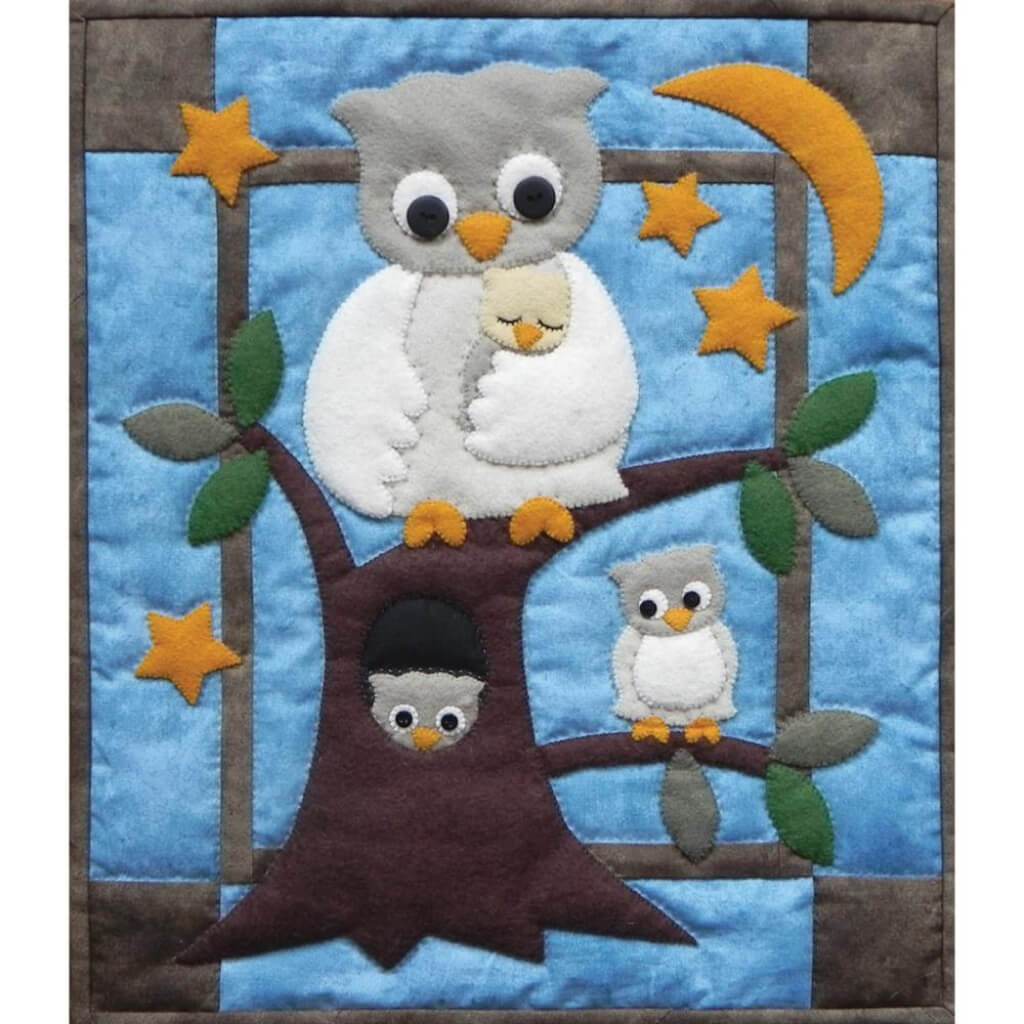 Rachel&#39;s Of Greenfield Wall Quilt Kit 13in x 15in Owl Family