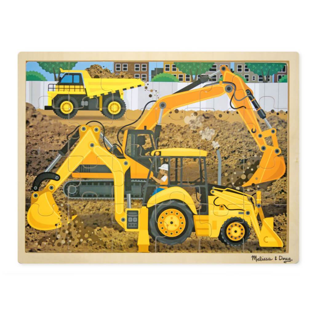 Costruction Site Wooden Tray Puzzle 24pcs