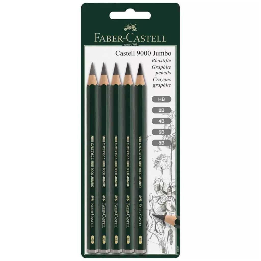 Faber-Castell 9000 Jumbo Pencils 5/Pkg HB, 2B, 4B, 6B &amp; 8B