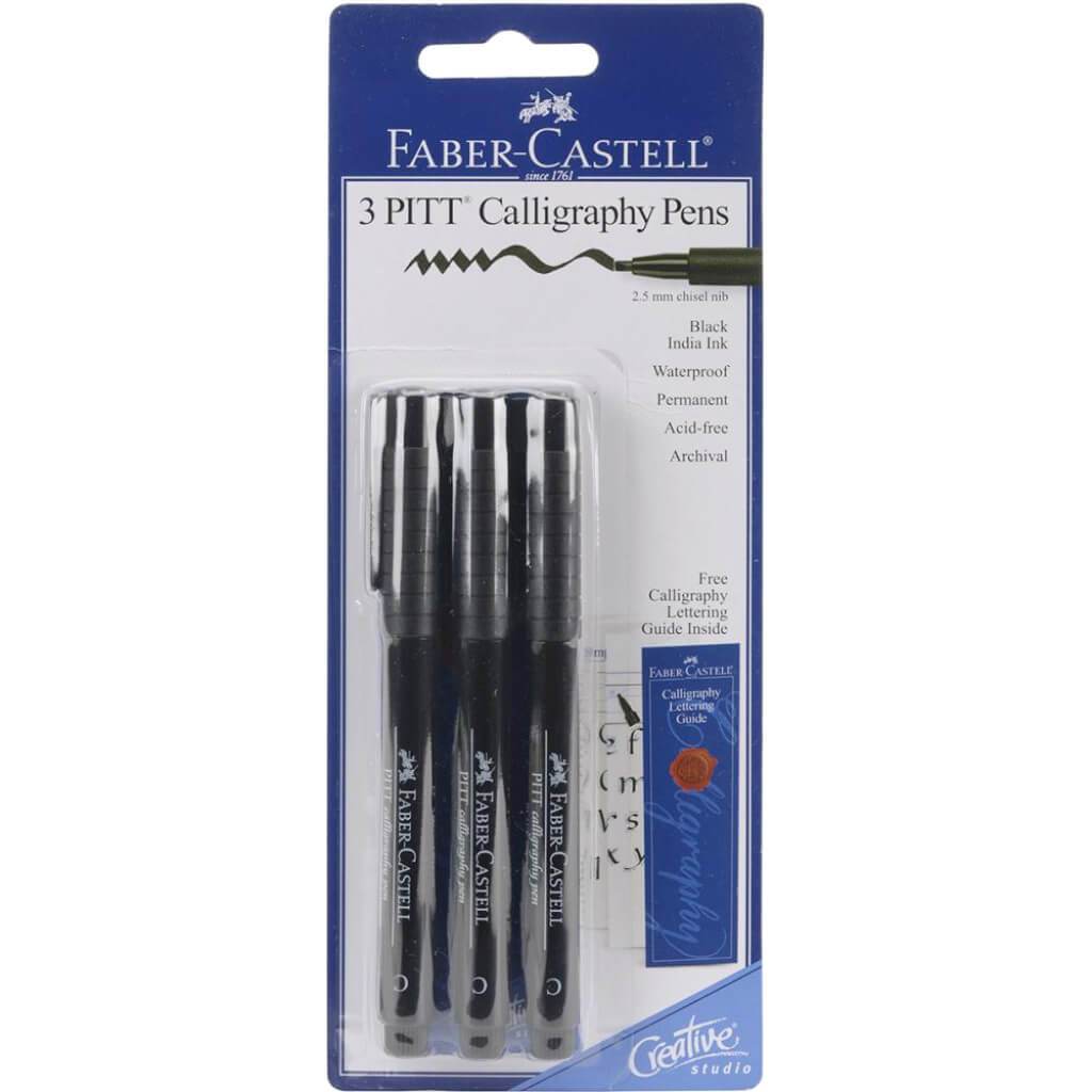 Calligraphy Pens 2.5mm Chisel Tip 3pc Black