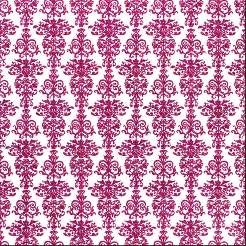 Cardstock Crafts Patterned Glitter 12in x 12in Damask 2 Crimson