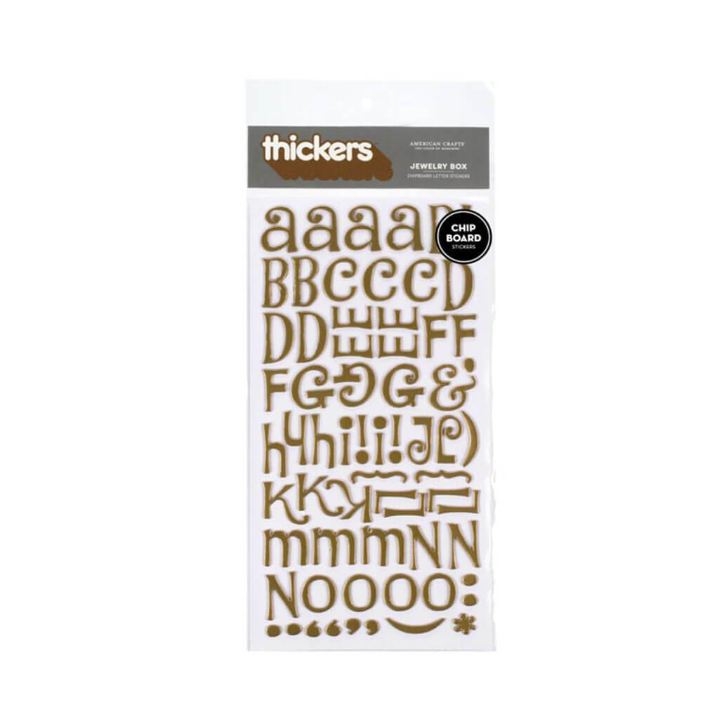 STICKER THICKERS ALPHABET JEWELRY BOX GOLD METALLIC GOLD 