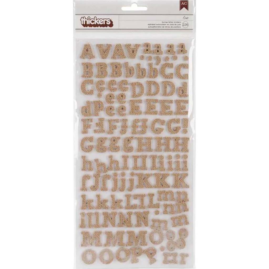 Sticker Thickers Alphabet Eric Burlap Chipboard