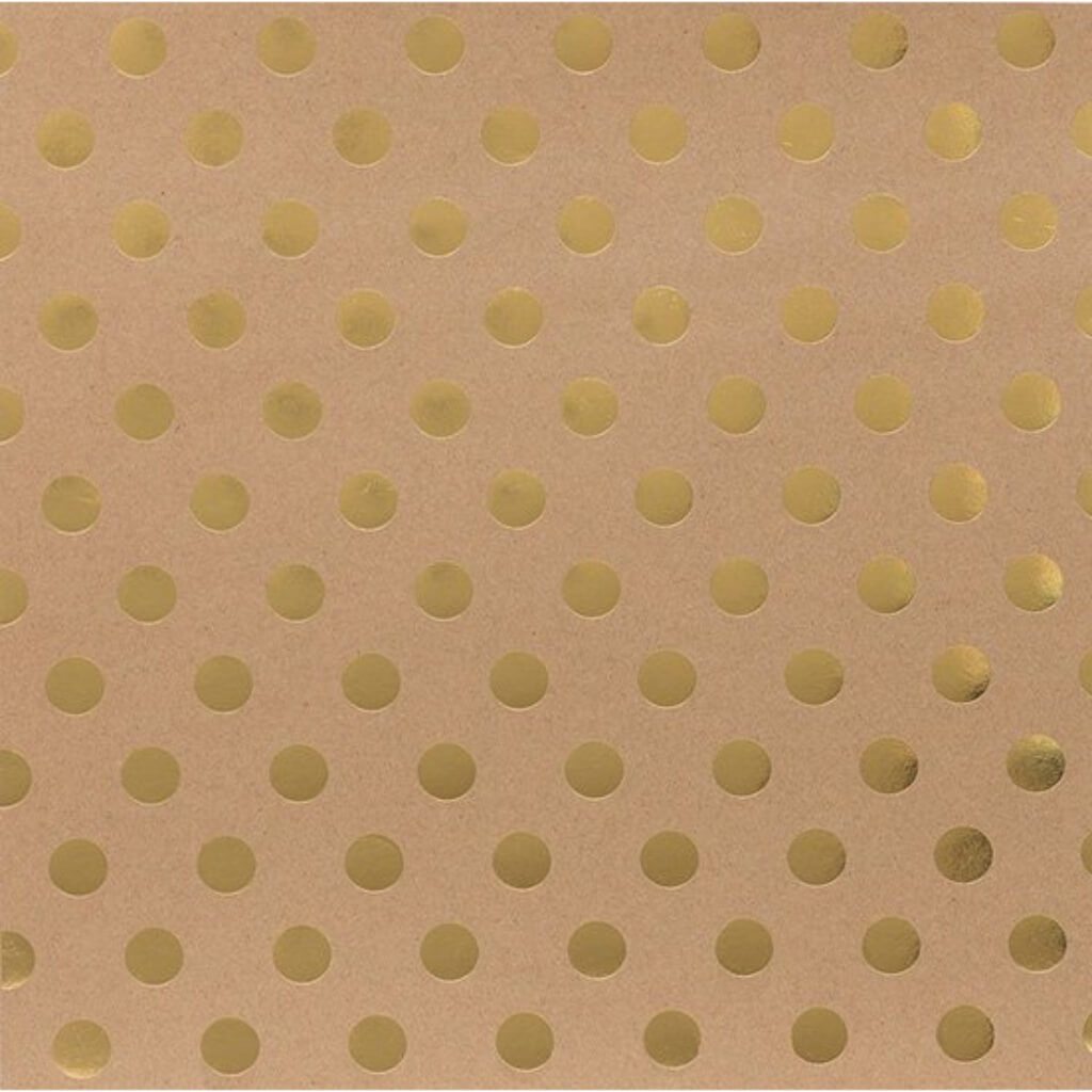 CARDSTOCK VELLUM GOLD FOIL DOTS KRAFT 12IN X 12IN 