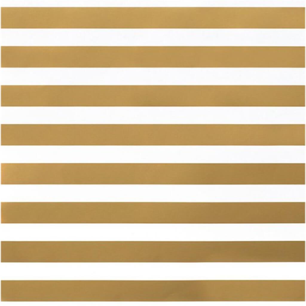 CARDSTOCK THICK STRIPE GOLD AND WHITE 12IN X 12IN 