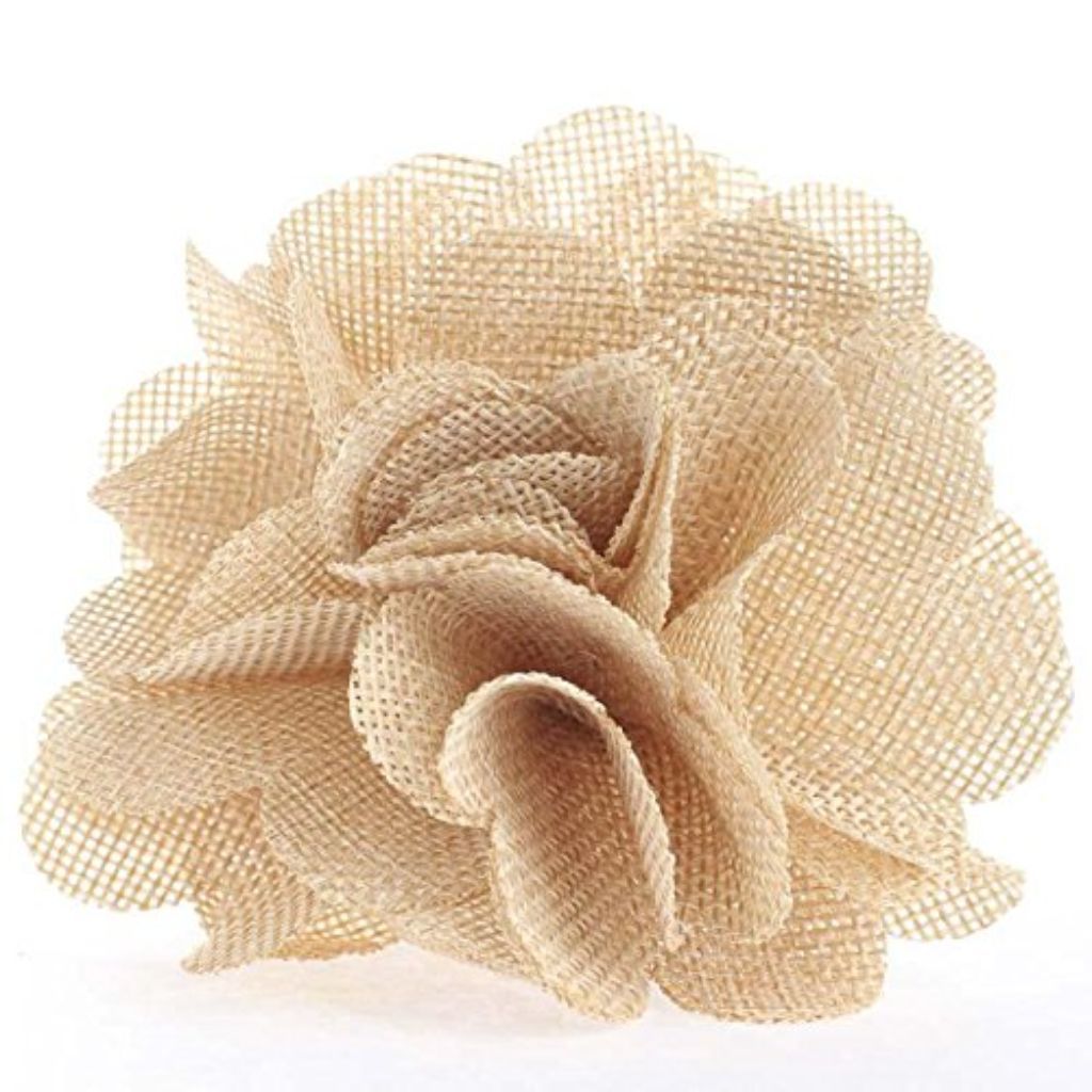 Burlap Rose 3.75&quot; Natural