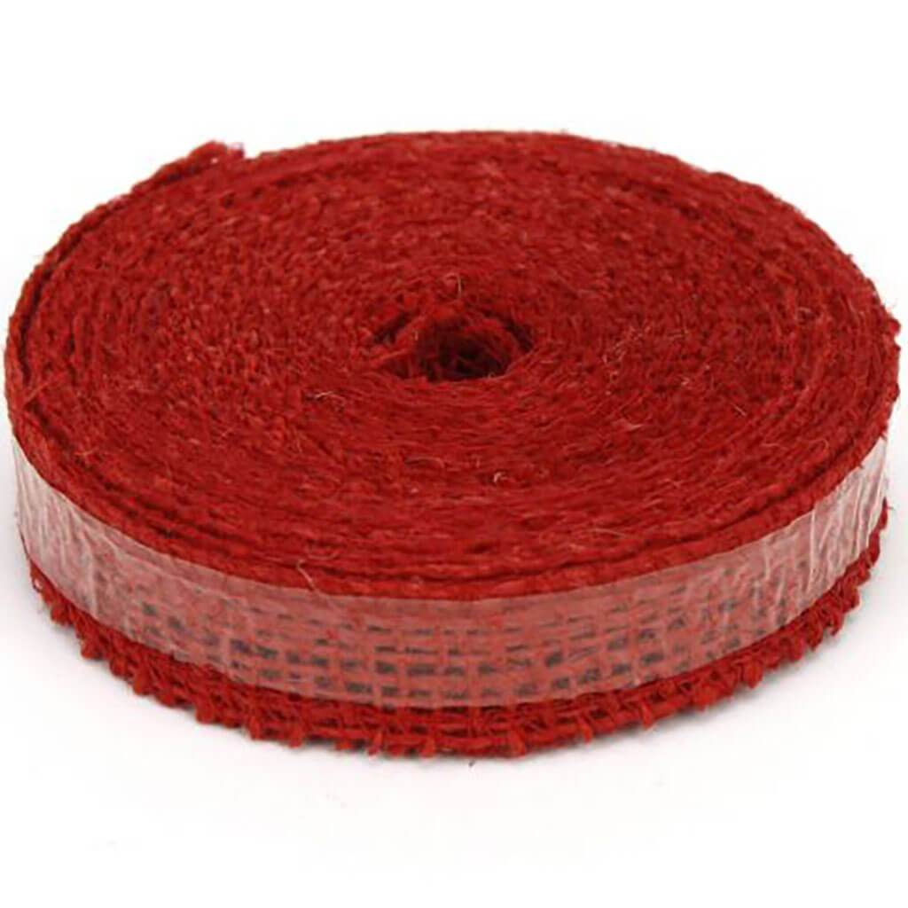 Burlap Ribbon 0.625in x 10yd Red