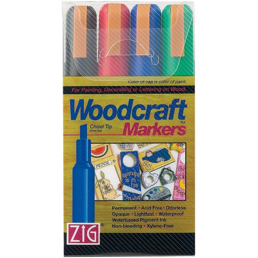 Zig Woodcraft Chisel Tip Markers, Primary