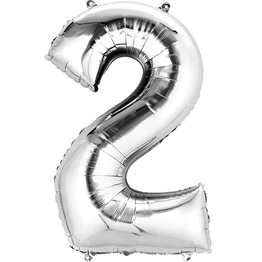 Foil Balloon Number 2 34in Silver