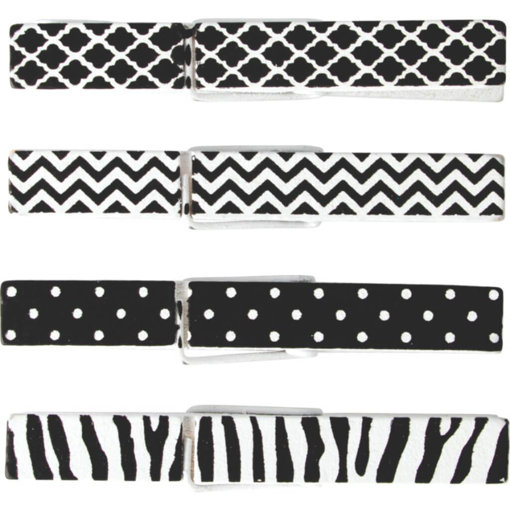 Black &amp; White Wood Clothespins 