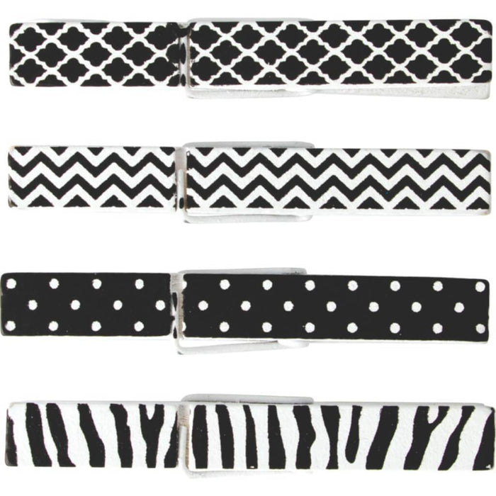Black & White Wood Clothespins 