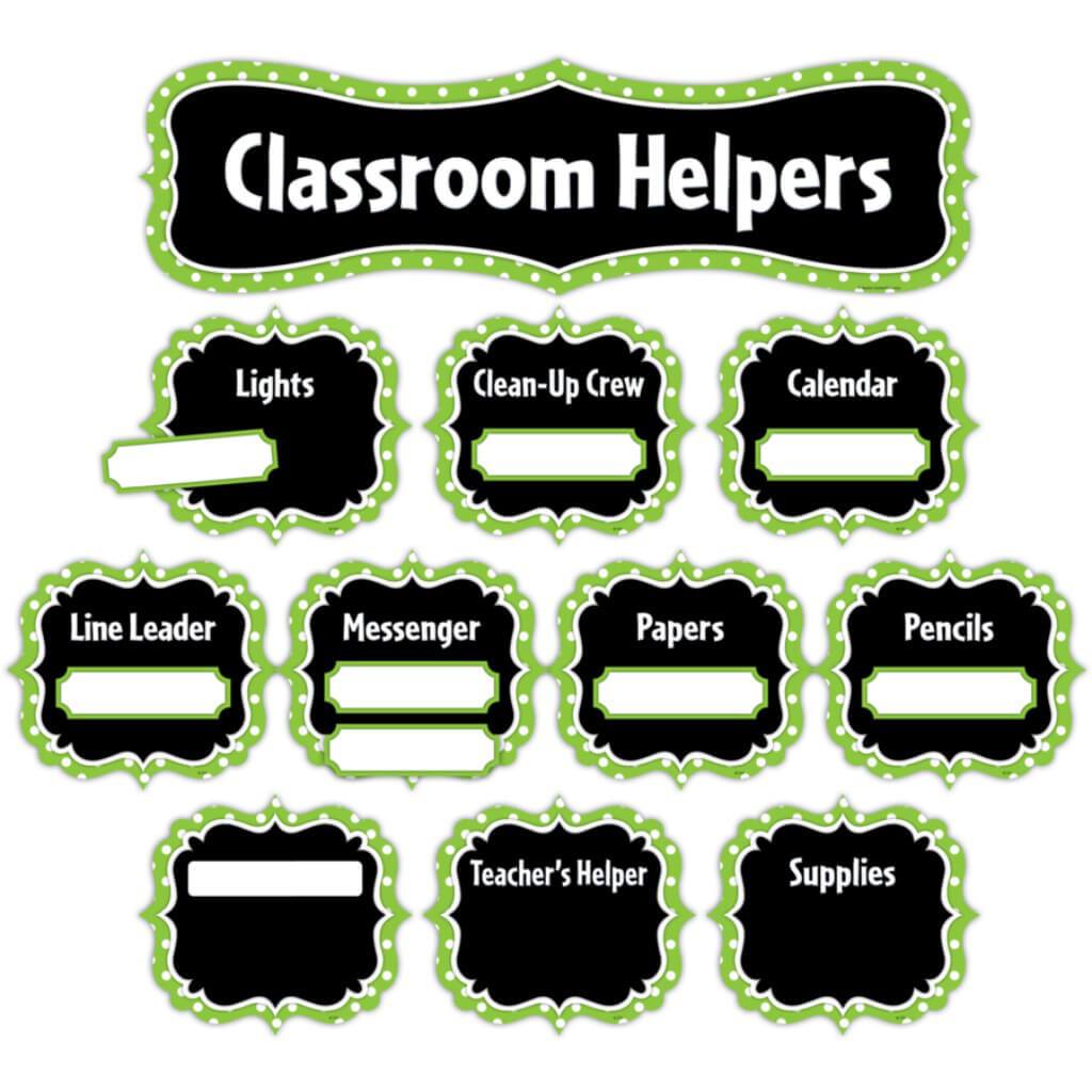 Lime Polka Dots Classroom Helpers Mini Bulletin Board 