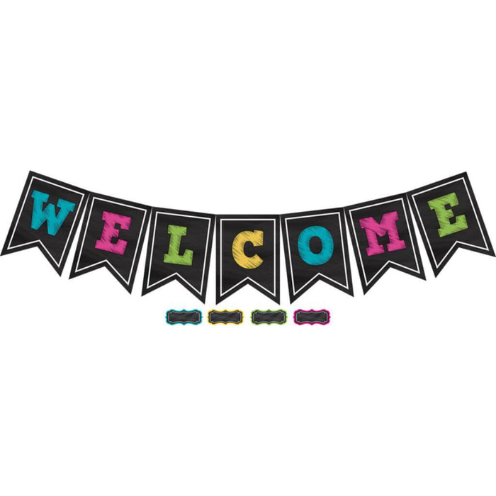 Chalkboard Brights Pennants Welcome Bulletin 