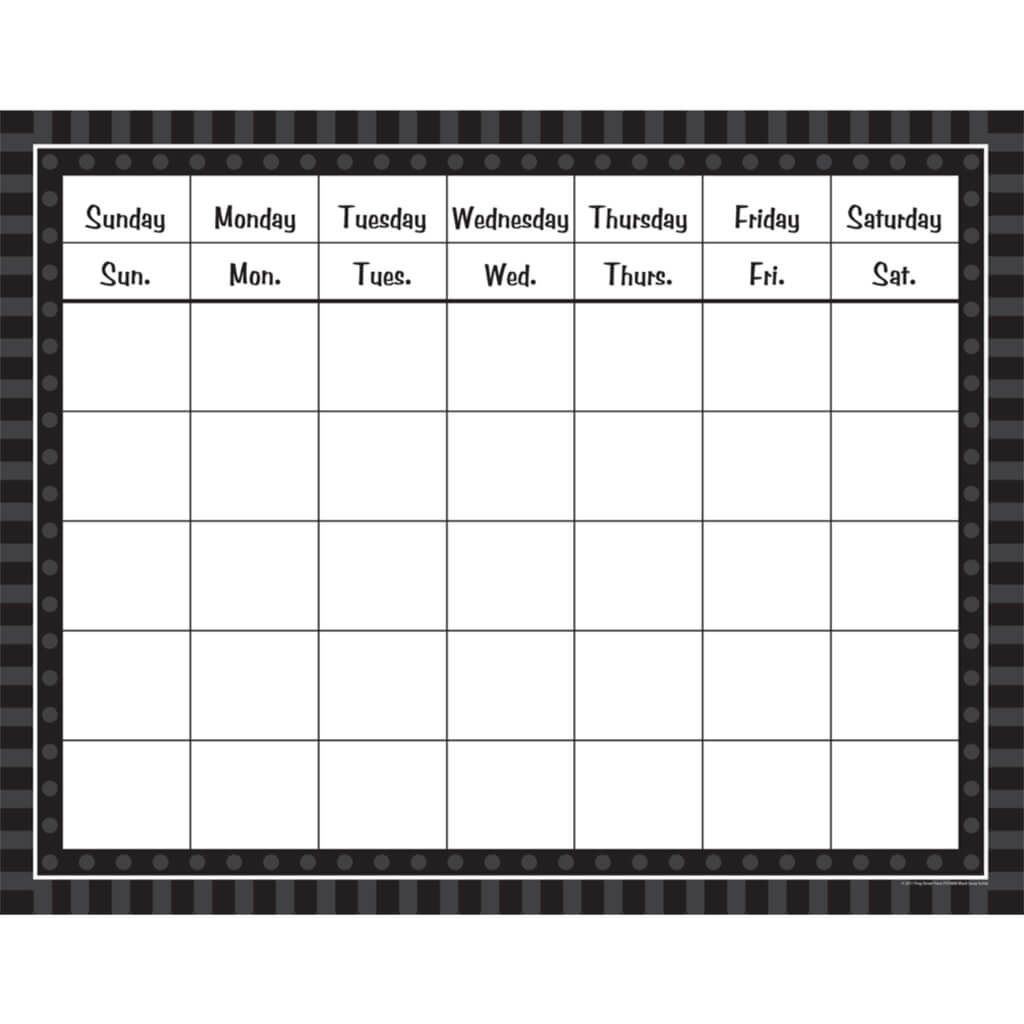 Black Sassy Solids Calendar Grid