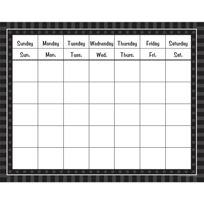 Black Sassy Solids Calendar Grid