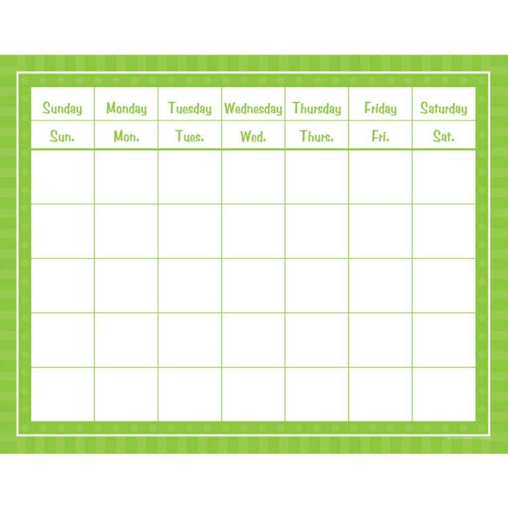 Green Sassy Solids Calendar Grid