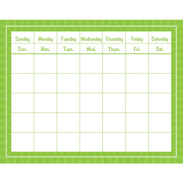 Green Sassy Solids Calendar Grid