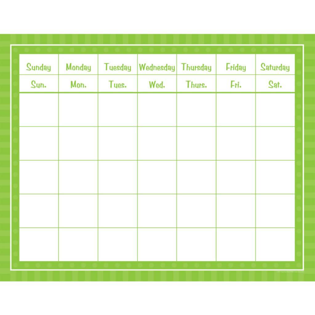 Green Sassy Solids Calendar Grid