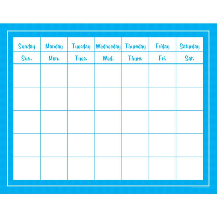 Blue Sassy Solids Calendar Grid