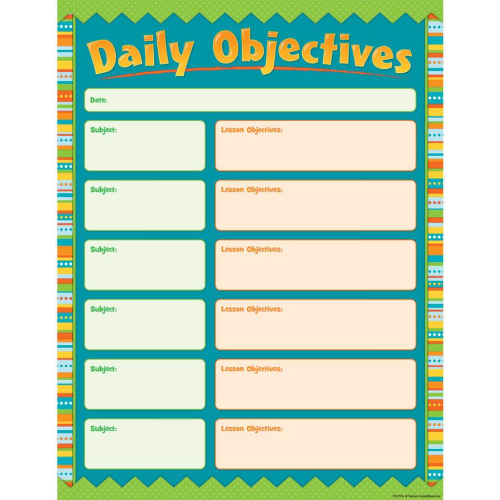 Zany Stripes Daily Objectives 