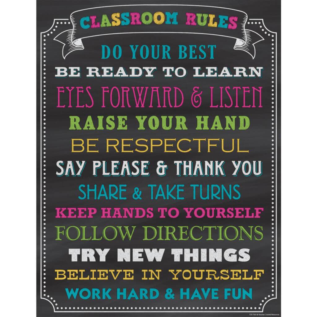 Chalkboard Brights Classroom Rules Chart 