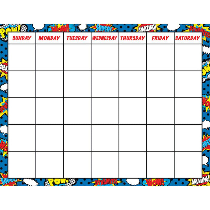 Superhero Calendar Chart