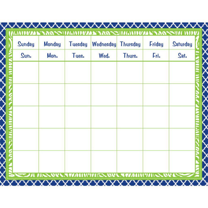 Wild Moroccan Calendar Grid Navy & Lime