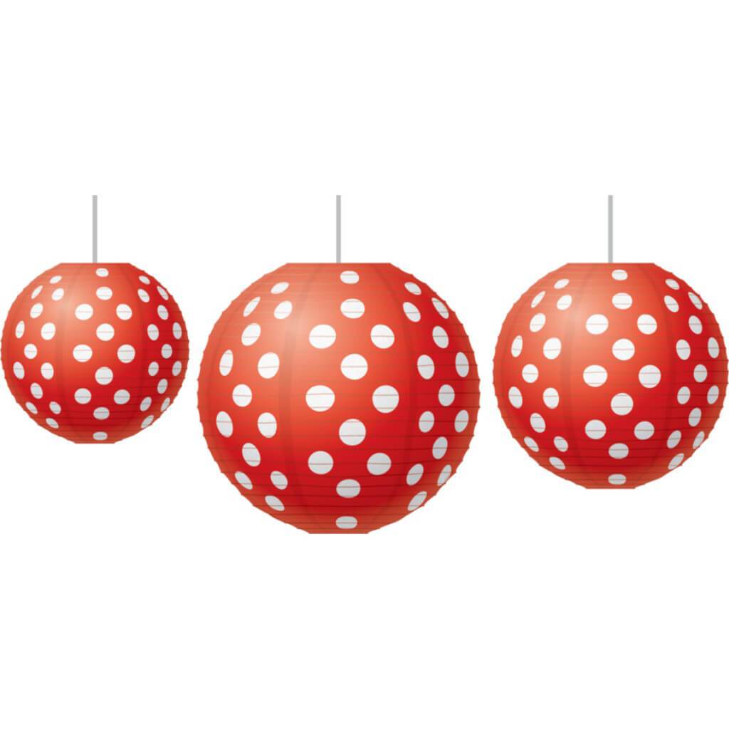 Red Polka Dots Paper Lanterns 