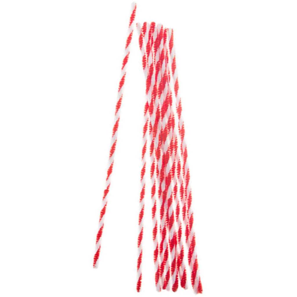 Chenille Stem Candy Cane 6mm x 12 inches 12pcs 