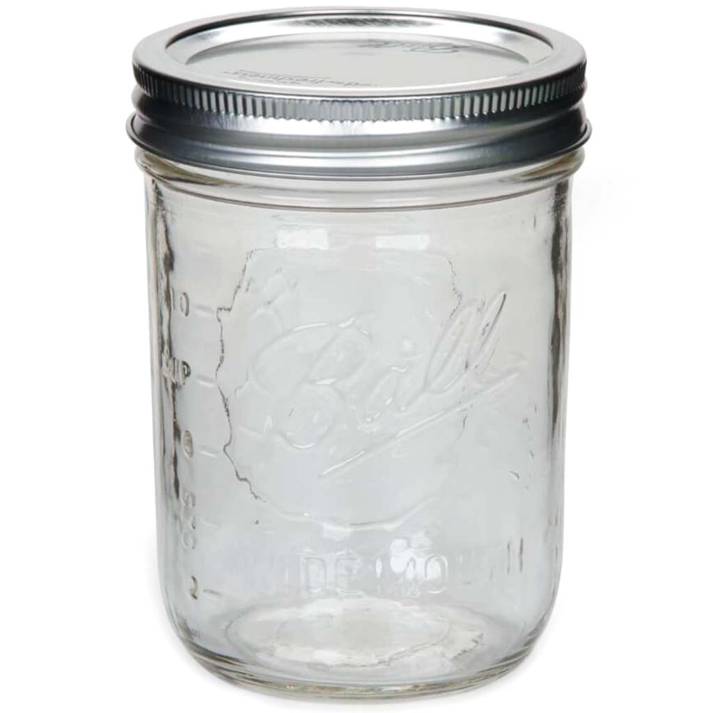 JAR W/ WIDE MOUTH MASON SMOOTH FINISH 16OZ CLEAR 