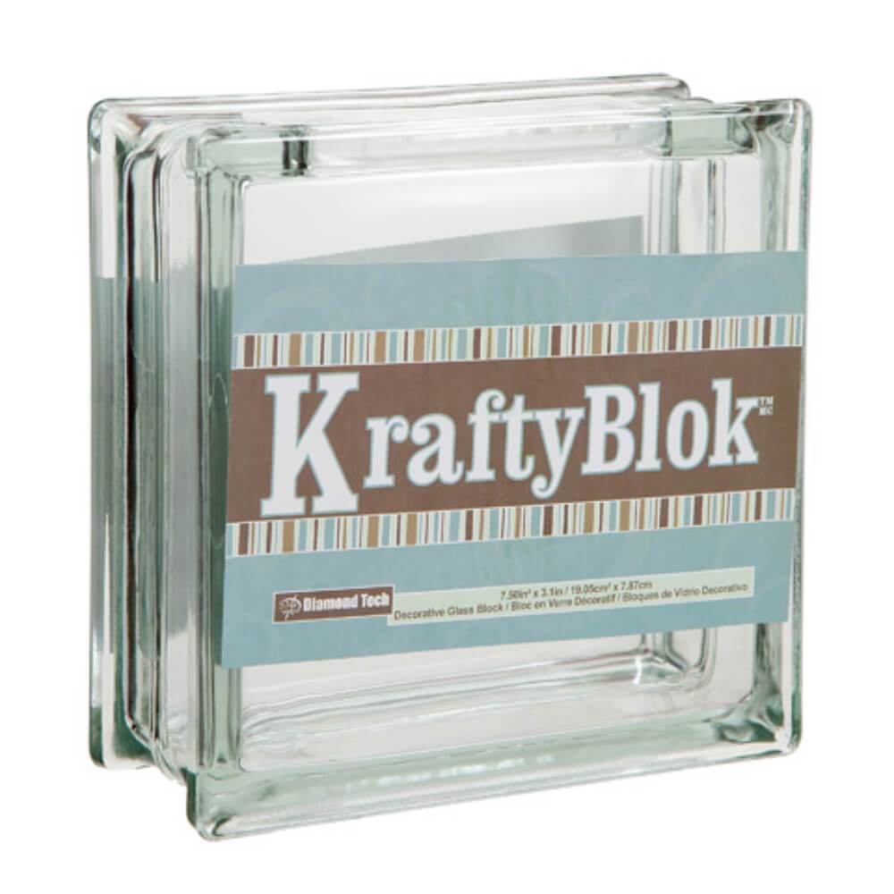 Krafty Blok Glass Blocks for Crafts 7.5 x 7.5 x 3.125 inches 