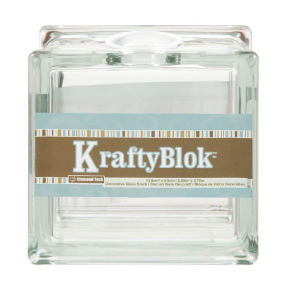 Krafty Blok Mini Glass Blocks for Crafts 5.5 x 5.5 x 3 inches 