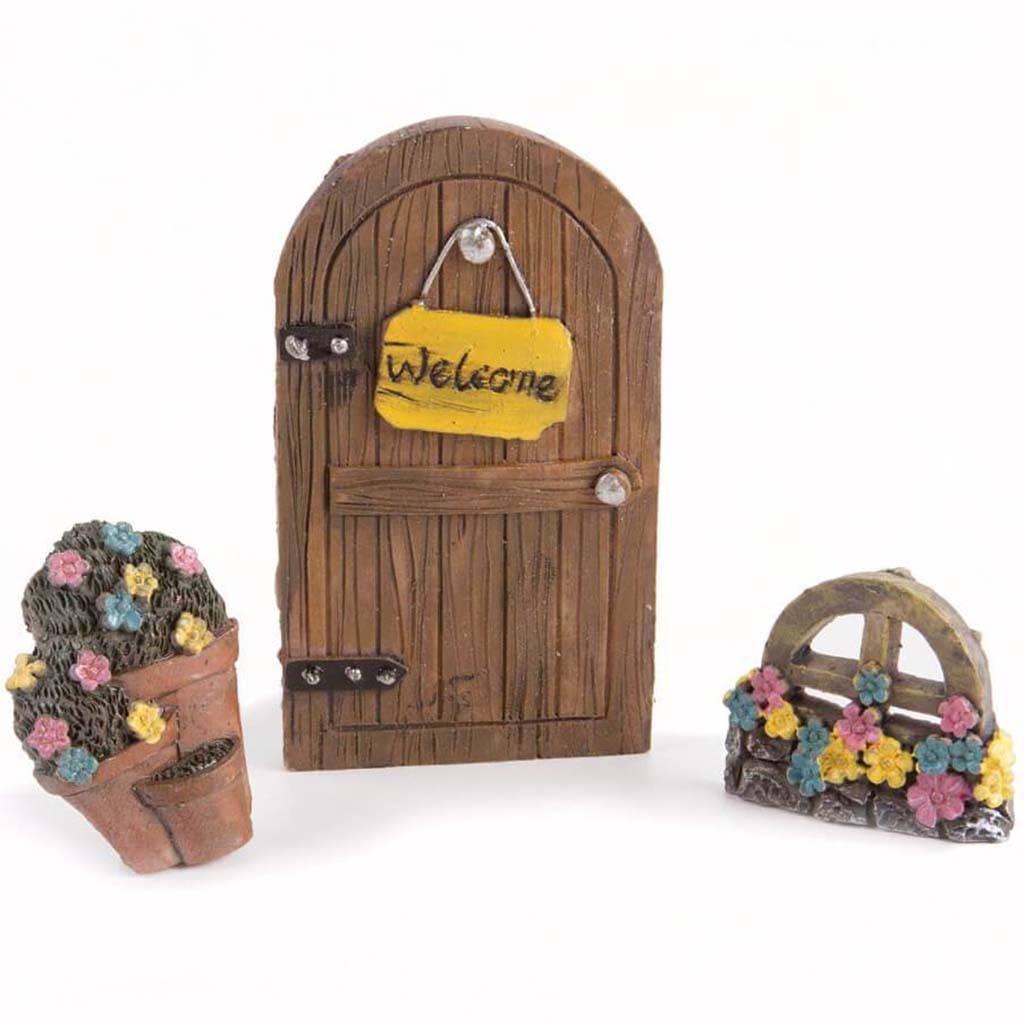 MINIATURE DOOR FLOWER 3PC SET RESIN 