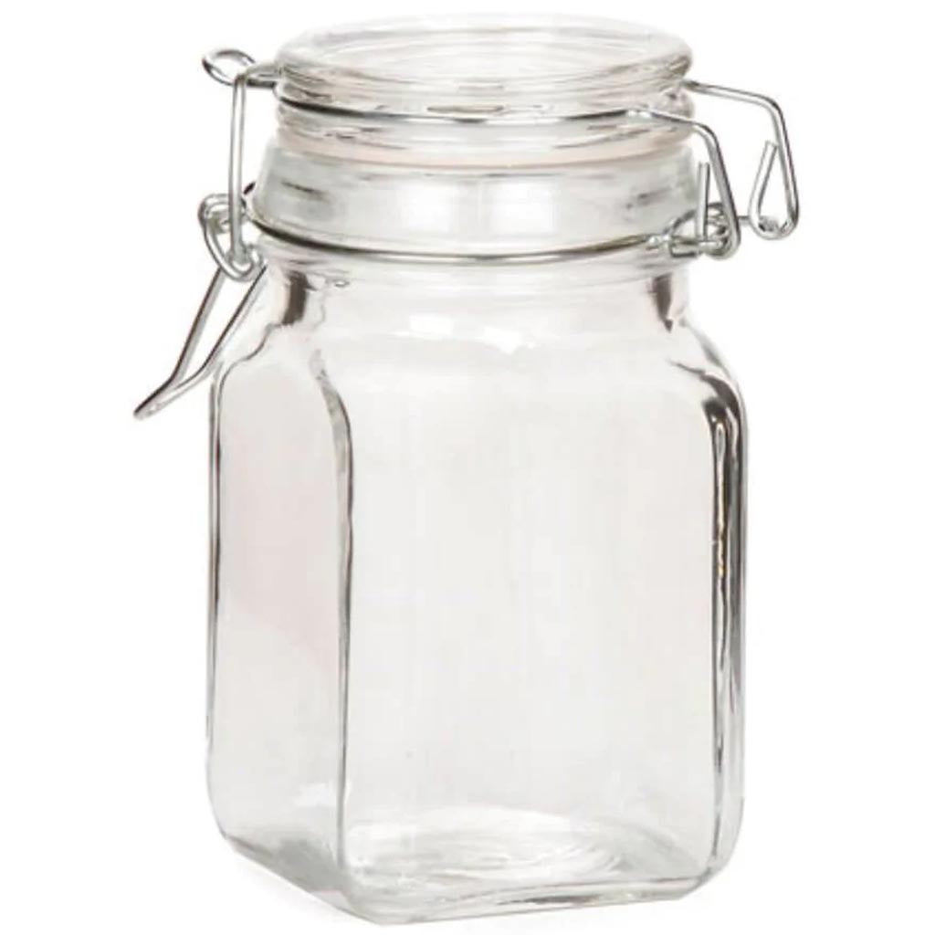 Jar with Locking Lid Clear Glass 2.64 x 4.5 inches 