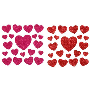 Foamies Glitter Stickers Assorted Pink And Red Hearts