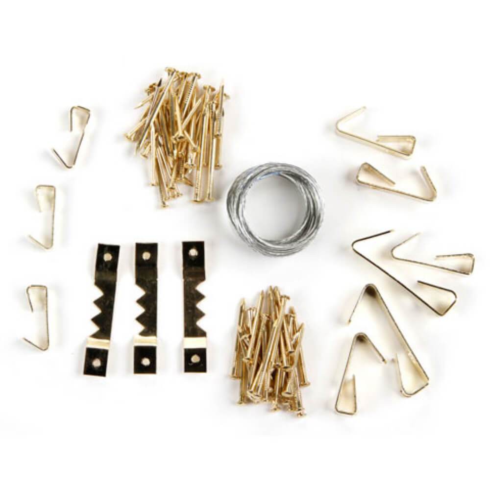 Crafter's Toolbox™ Picture Hanging Set Brass Plated 95 pieces 