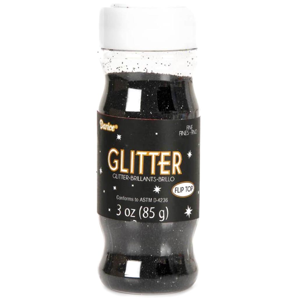 GLITTER FINE JAR 1/96 3OZ BLACK 